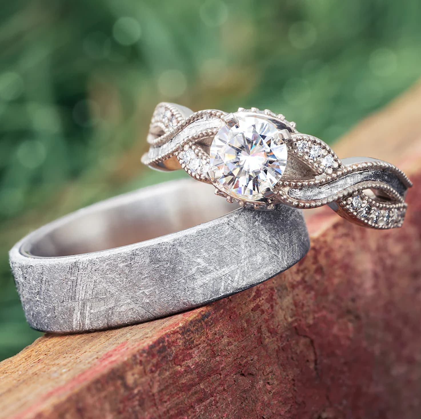 meteorite wedding ring